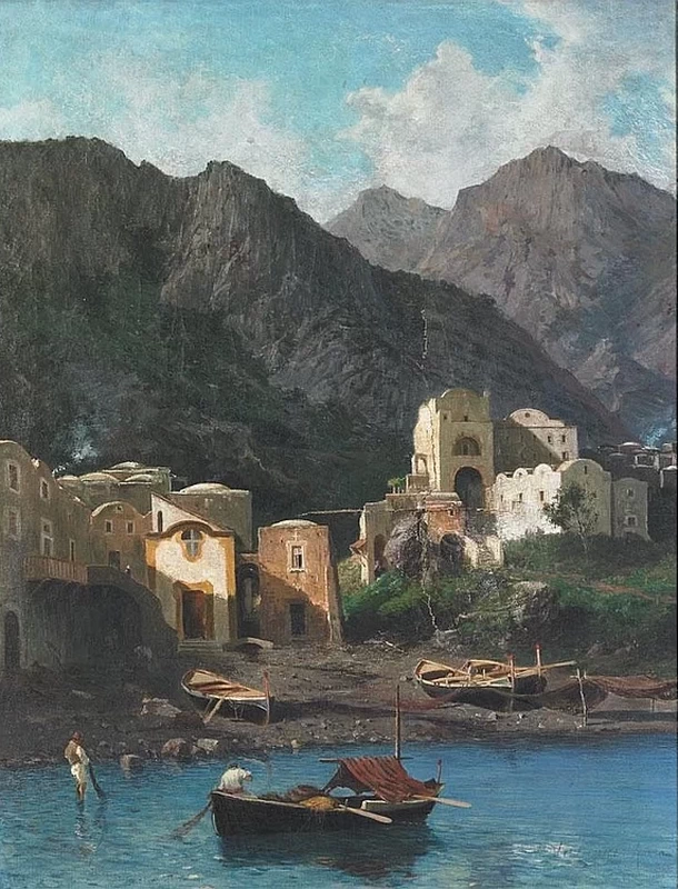 Pescatori al porto di un villaggio